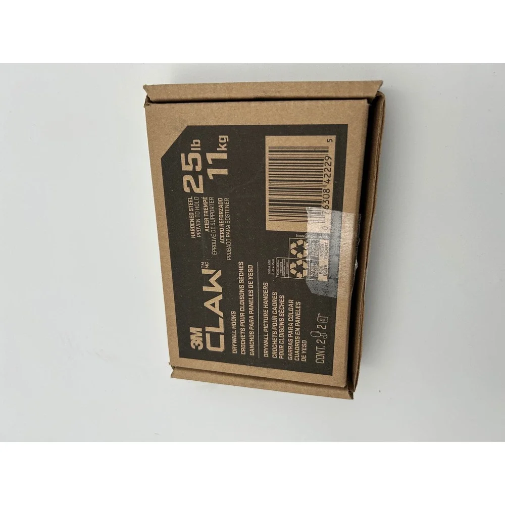 3M CLAW Drywall Picture Hangers 25lb Heavy Duty Steel Hooks 2 Pack 3MPH25-2ES-C